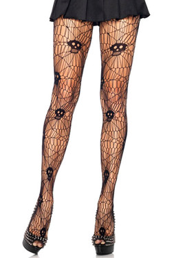 Skull Spiderweb Fishnet Pantyhose Halloween Stockings