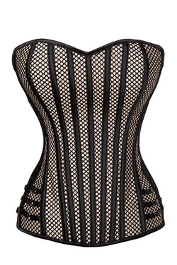 Clementine Beige Fishnet Corset Plus Size