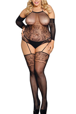 Jasmine Garter Teddy Body Stockings Plus Size