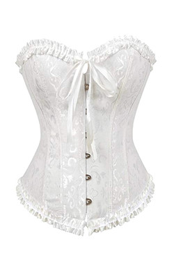Vintage White Floral Brocade Plus Size Corset Top