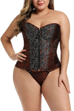 Brown Medieval Steel boned Corset Plus Size