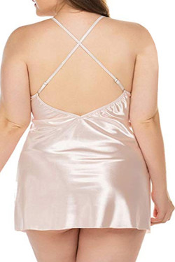  Gilian Nude Satin Lace Sleep Chemise Plus Size