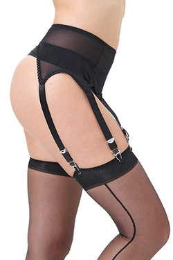 Bianca Black Mesh Retro Garter Belt Panty Set Bianca Black Mesh Retro Garter Belt Panty Set