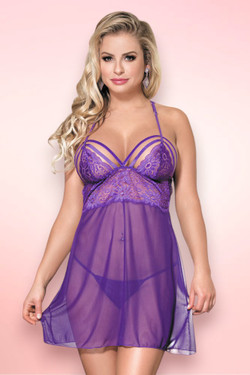 Iddah Purple Lace Strappy Babydoll.
