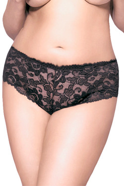 Sexy Black Floral Lace Cheeky Panty Plus Size