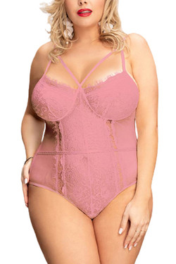  Naomi Orchid Lace Strappy Teddy Bodysuit Lingerie Plus Size