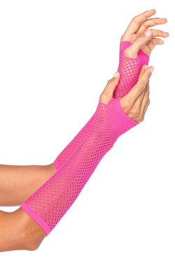 Plain Fishnet Fingerless Long Gloves 