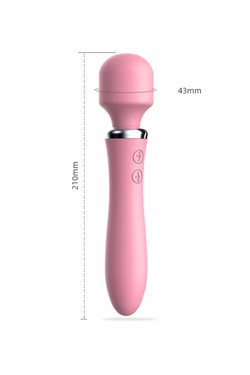 Pink Double Head Dildo Wand Rechrageable Vibrator