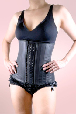 Latex Corset Waist Trainer. 25 Steel bones. Adjustable three level hooks. Latex Corset Waist Trainer. 25 Steel bones. Adjustable three level hooks.