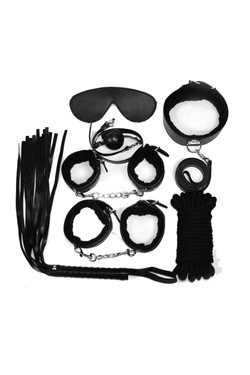 Black Faux Leather Fur Lined Beginners Bondage Kit