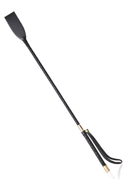 Pleather Riding Crop Whip with Gold Accented Handle