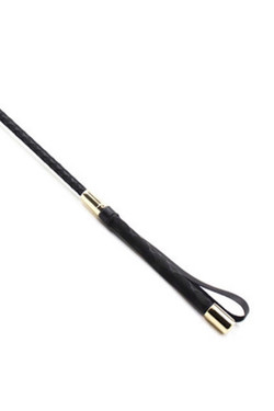 Pleather Riding Crop Whip with Gold Accented Handle