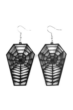Coffin Web Dangling Acrylic Gothic Earring
