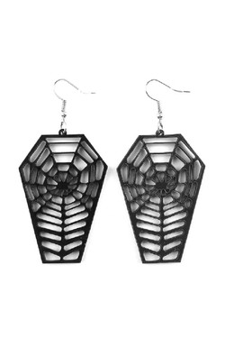 Coffin Web Dangling Acrylic Gothic Earring