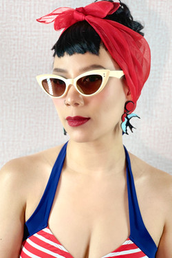 Bettie Cream Cat Eye Pin-up Girl Retro Sunglasses