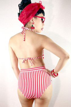 Bettina Red White Stripe Retro 2 Piece Retro Bikini