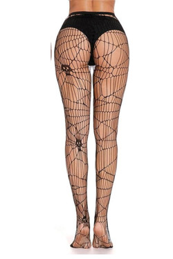 Skull & Spider Web Halloween Gothic Fishnet Pantyhose