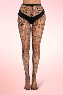 Skull & Spider Web Halloween Gothic Fishnet Pantyhose