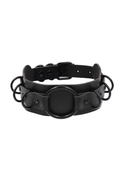 Black Faux Leather O-ring Choker Necklace Black Faux Leather O-ring Choker Necklace