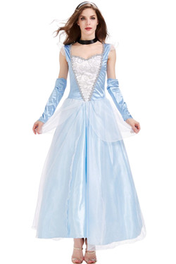 Deluxe Cinderella Midnight Princess Long Ball Gown Costume