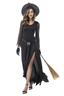 Fancy Wicked Witch Glitter Long Gown Costume