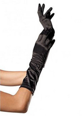 Black Satin Opera Elbow Length Gloves