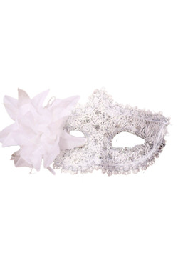 White Enchanted Lace Flower mask