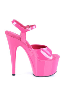 Pleaser USA Adore 709 Fuchsia Pink Patent 7” Ankle Strap High Heel Stiletto Platform Peep Toe Sandals