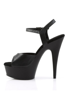 Pleaser USA Delight 609 Black Vegan Leather 6” Ankle Strap High Heel Stiletto Platform Peep Toe Sandals