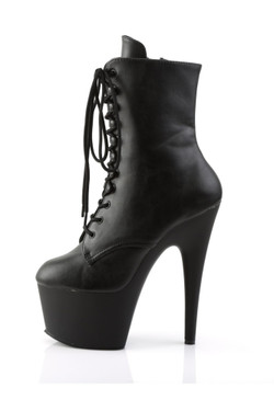 Pleaser USA Adore 1020 Black Vegan Leather 7” Lace-up Ankle Stiletto Platform High Heel Boots