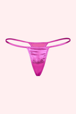 Pink Metallic Micro Gstring Thong actual product picture front view