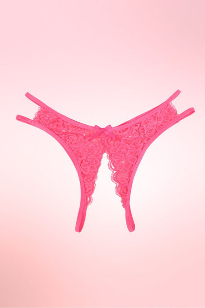pink open crotch panty flatlay.