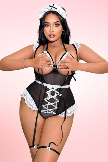 Plus Size Tease French Maid Costume .