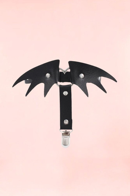 Black Batwing Thigh Garter Clip