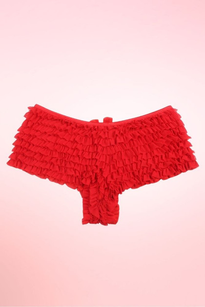 Red Retro Rumba Ruffle  Plus Size Boyshort Panty