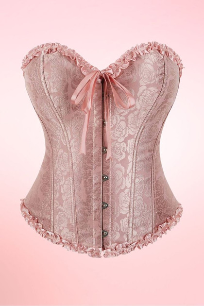 Peach Floral Brocade Corset Top
