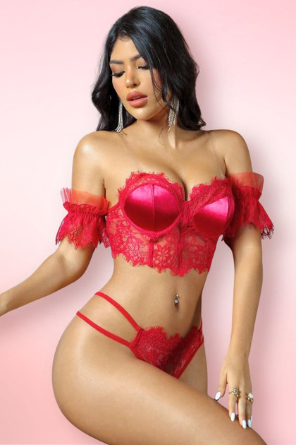 Red Bustier Lingerie Set.