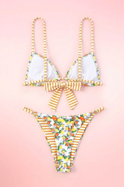 Lemon Print Two Piece Swimsuit String Bikini