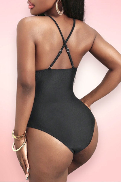 Capri Black Halter One Piece Swimsuit