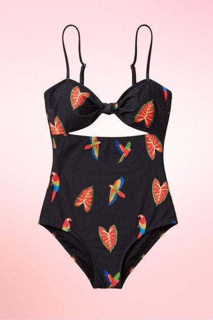 Malta Black Parrot One Piece Swimsuit
