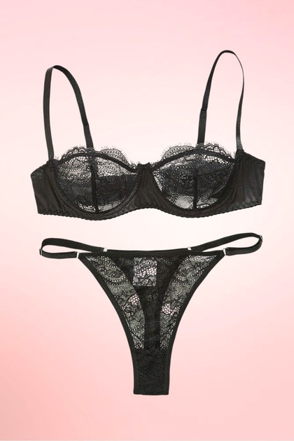Lulu Black Lace Bra and Panty Set