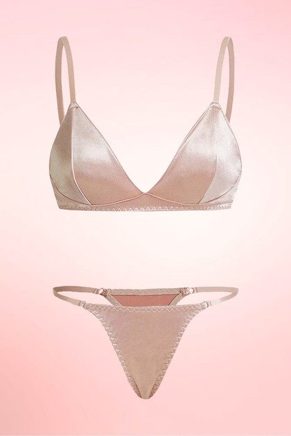 Maya Nude Satin Bra and Panty Set