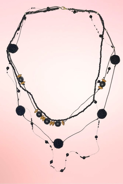 Black Cattleya Crochet Necklace