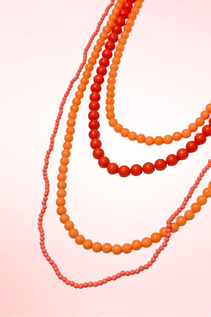 Sunset Siren Coral Multilayer Beaded Vintage Necklace