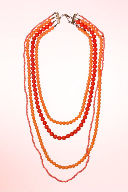 Sunset Siren Coral Multilayer beaded necklace.