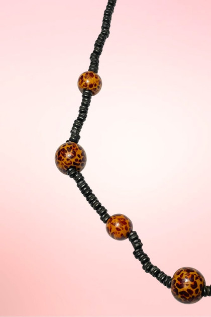 Jungle Siren Leopard Print Station Chain Retro Pin-Up Necklace