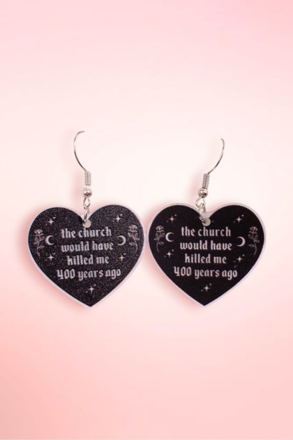 Witchy Heart Acrylic Earrings