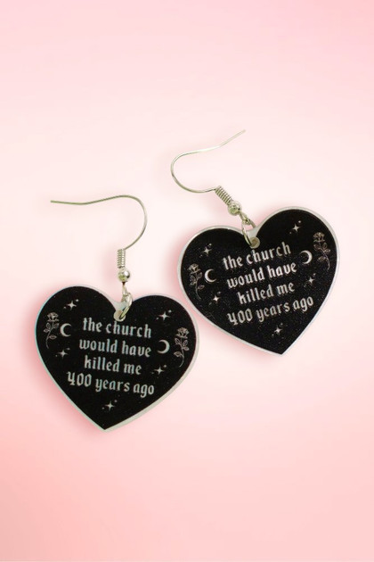 Witchy Heart Acrylic Earrings