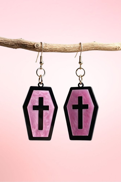 Coffin Cross Acrylic Earrings