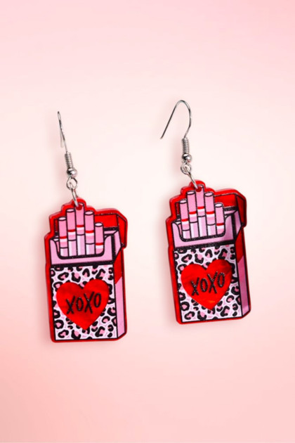 XOXO Leopard Cigarette Box Acrylic Earrings
